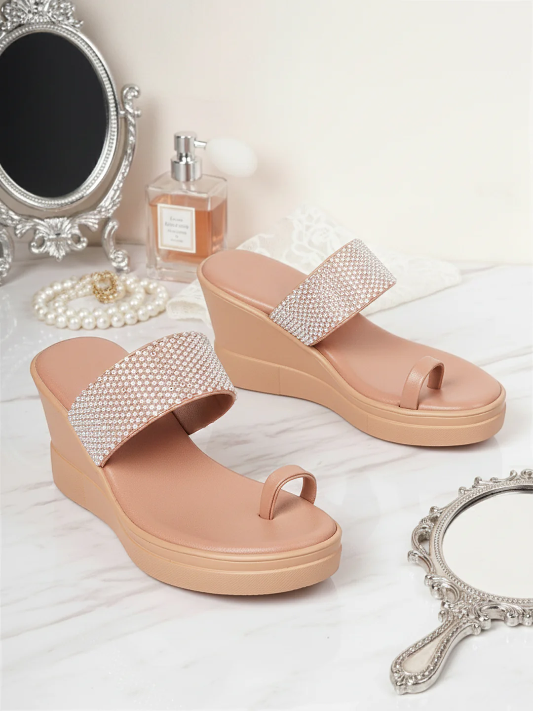 KHADIM Cleo High Heel Wedge Slip On Sandal for Women
