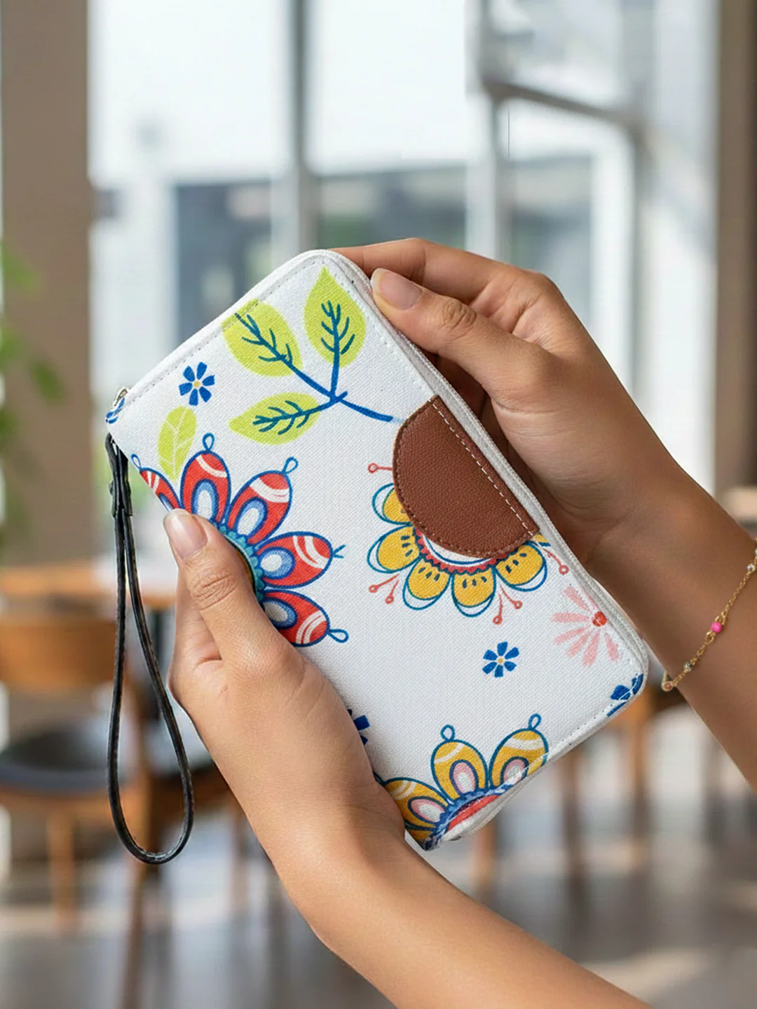 KHADIM Zip-Around Wallet Wristlet for Women